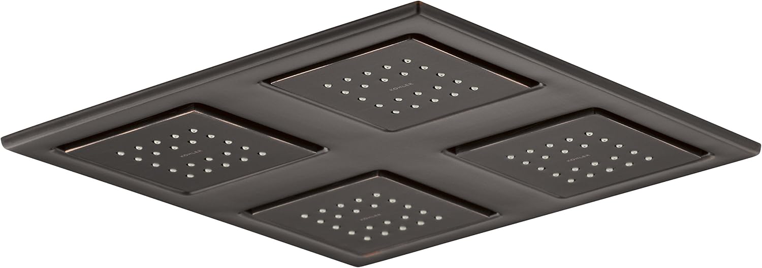 KOHLER 98740-2BZ WaterTile Rain Square Overhead Shower Panel, Four 22-nozzle Sprayheads, Oil-Rubbed Bronze