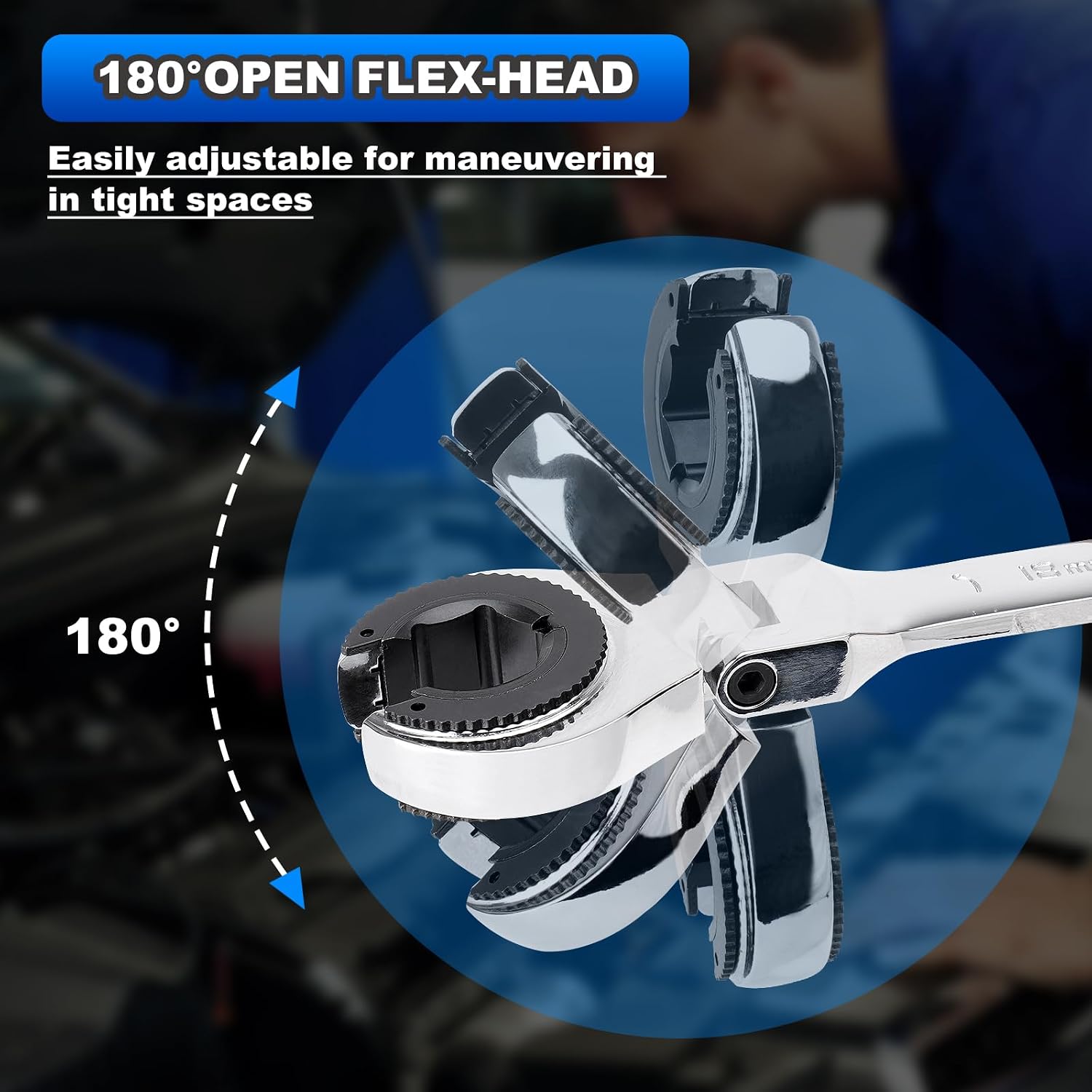 AUTOBABA 8-19mm Metric Open Flex-Head Ratcheting Wrench Set (12pcs/set), Quick Double Ended Open 72 Teeth Tubing Ratchet Kits With Box Packing