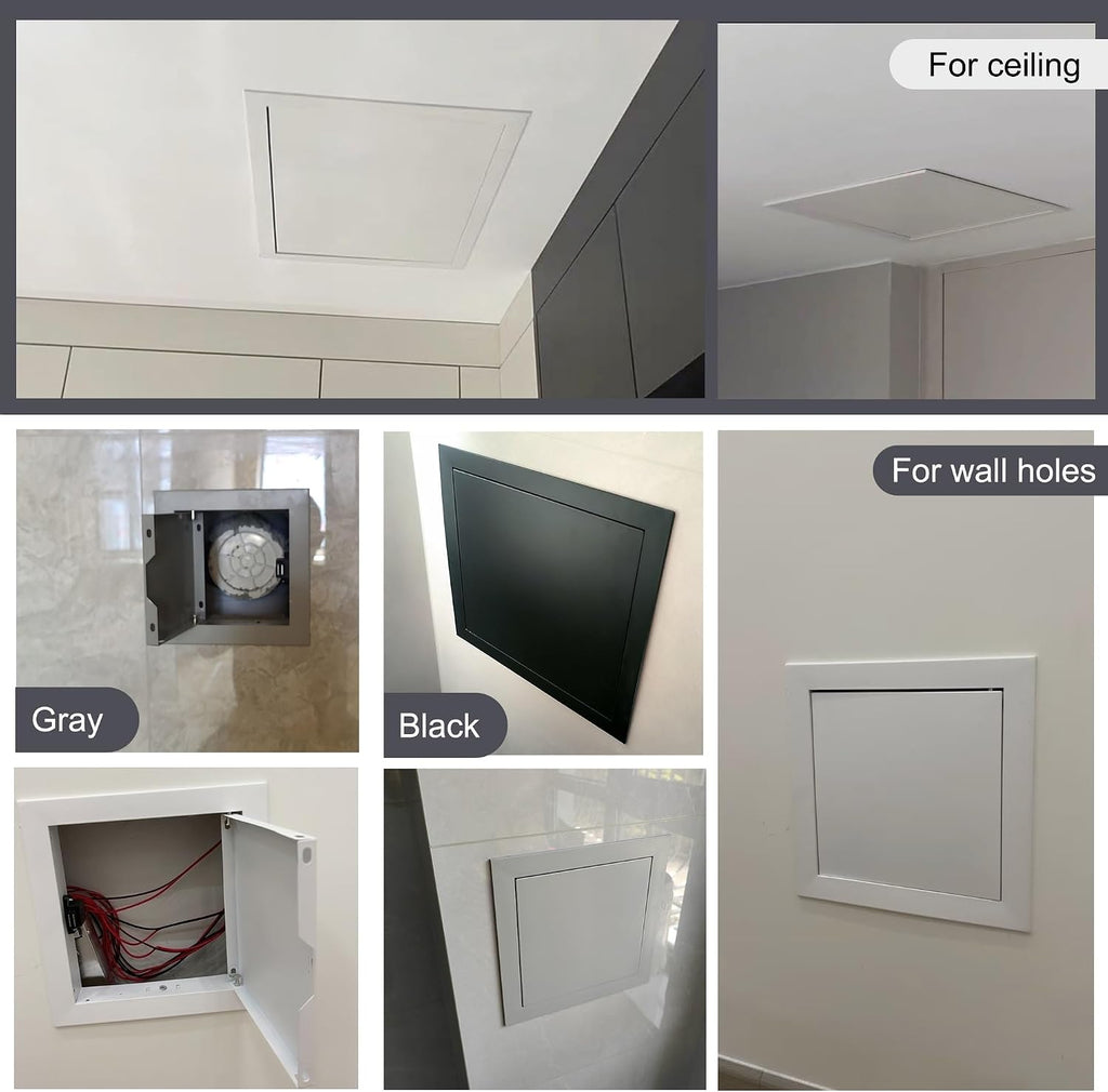 Customizable 10x16in Metal Ceiling Access Panel - Black Drywall Attic & Laundry Chute Door - Perfect for Bathroom & Electrical Maintenance Access