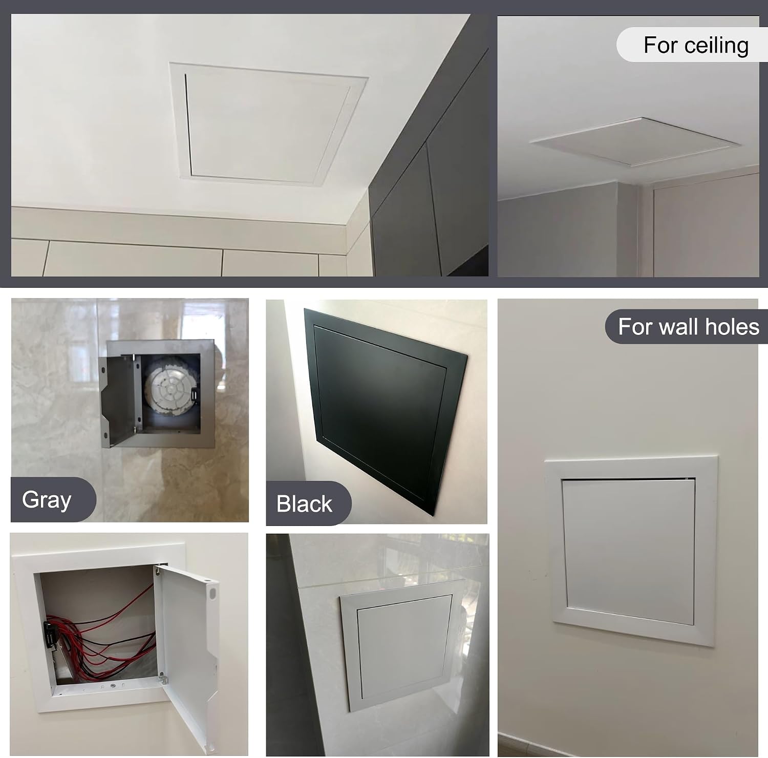 Customizable 10x16in Metal Ceiling Access Panel - Black Drywall Attic & Laundry Chute Door - Perfect for Bathroom & Electrical Maintenance Access