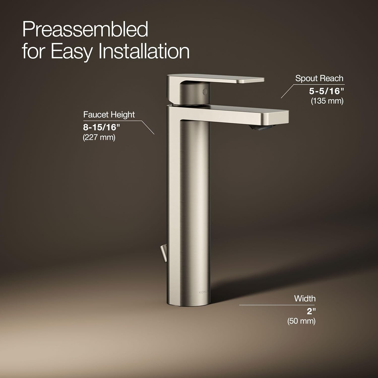 KOHLER Parallel Tall Single-Handle Bathroom Sink Faucet 1.0 Gpm