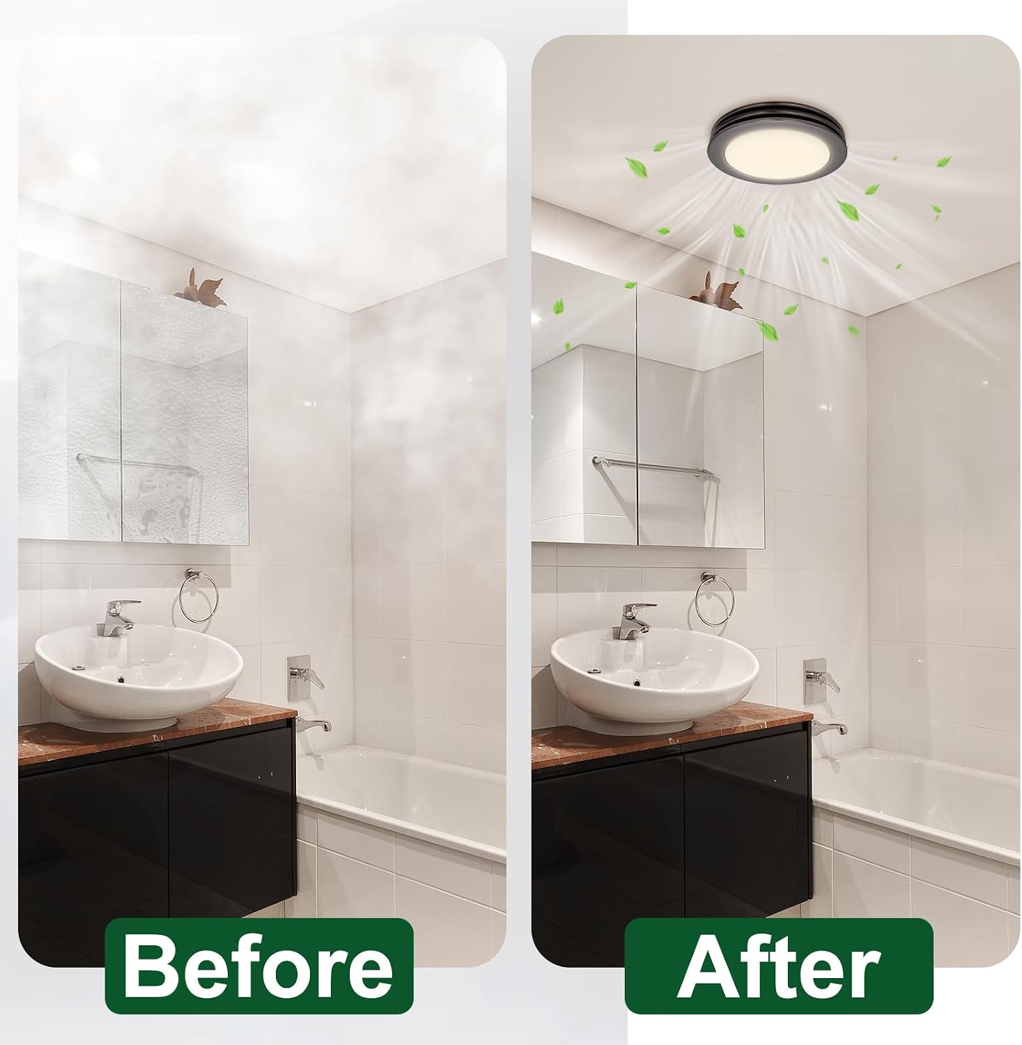 Akicon Bathroom Exhaust Fan with Light, 80 CFM 2 Sones Round Bathroom Fan Light Combo, Dimmable 3CCT LED with Acrylic Cover for Medium Room (Oil Rubbed Bronze)