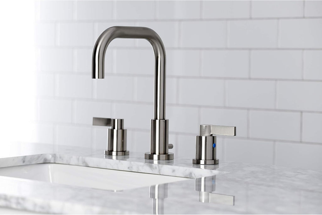 Kingston Brass FSC8938NDL NuvoFusion Widespread Bathroom Faucet with Pop-Up Drain, Brushed Nickel