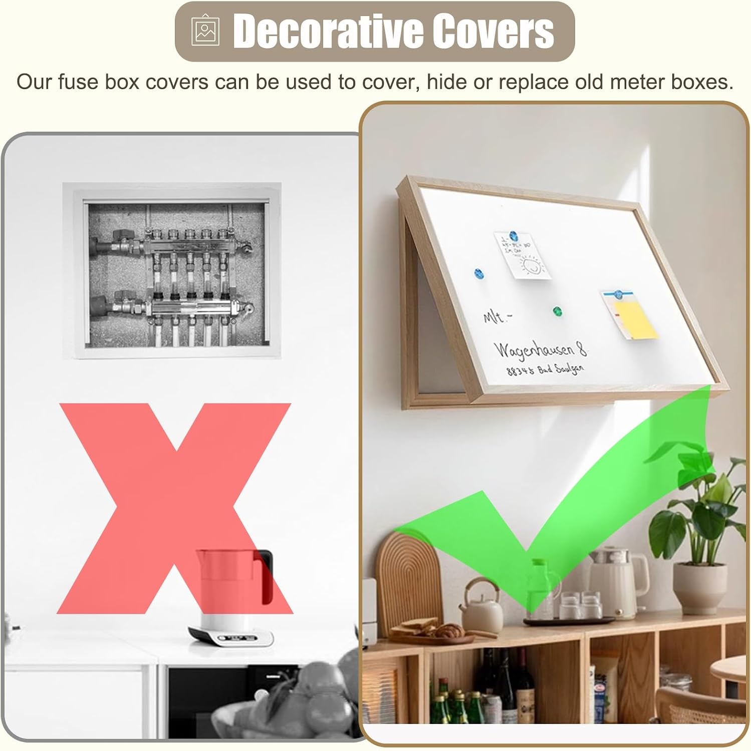 Decorative Electrical Panel Cover with Magnetic Surface, Wall Mounted Junction Box Panel for Main Breaker Box Cover, Blank Consumer Unit Cover(Style/A,45x35cm(17 3/4x13 3/4'))