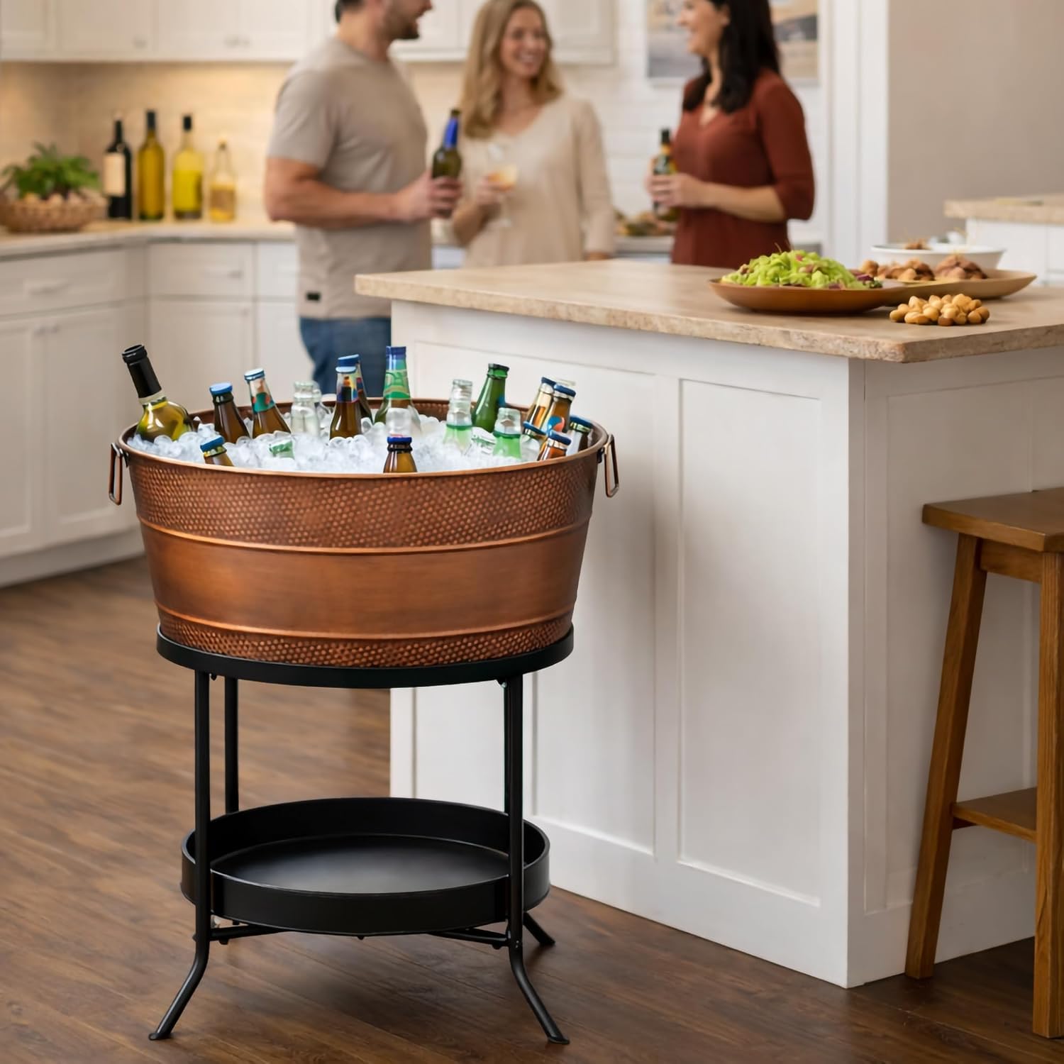 BREKX Aspen Metal Beverage Tub with Stand, 6 Gallon Galvanized Tub with Durable Copper Finish, Ice Tub Cooler Stand, Drink Cooler for Parties - Copper Anniversary