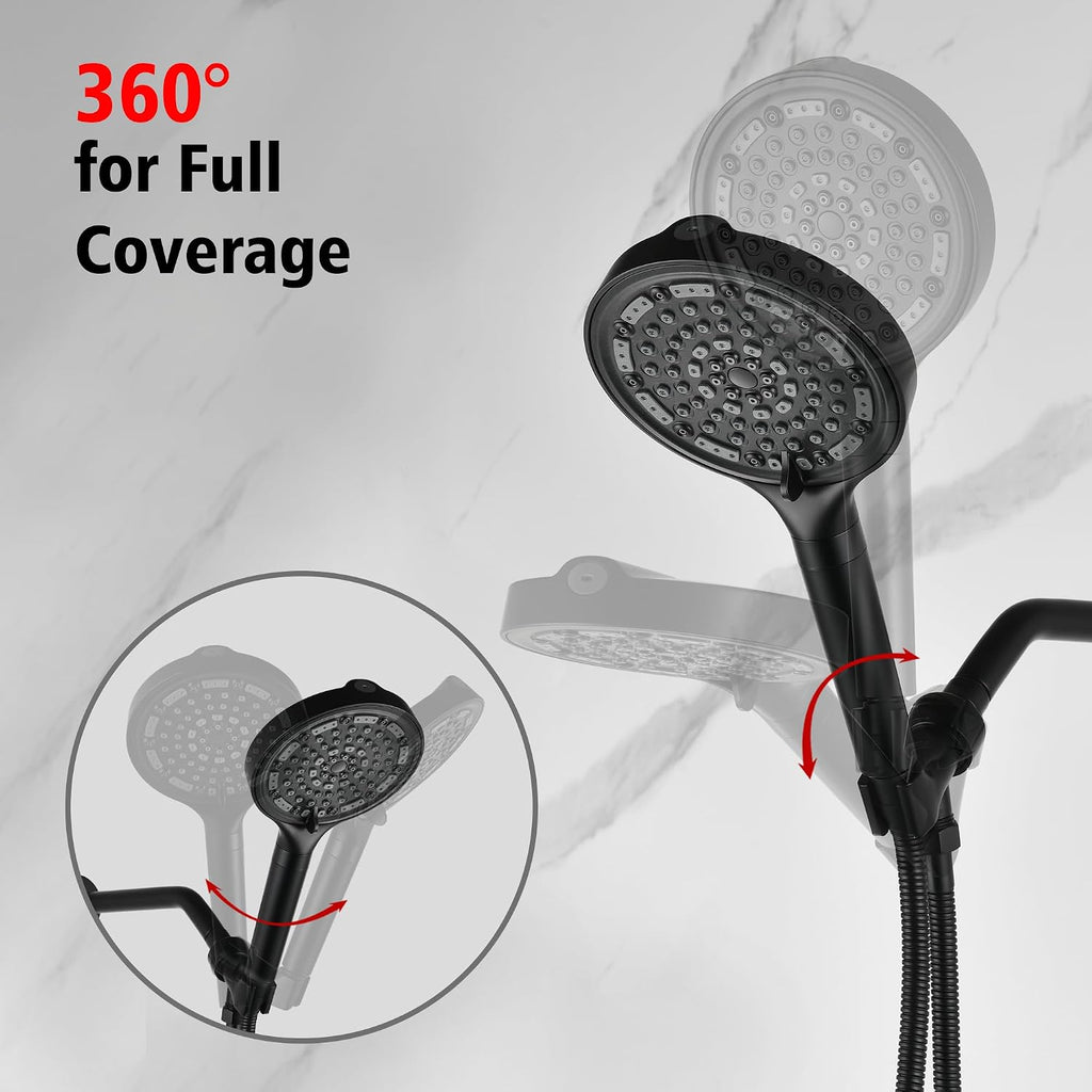 SUMERAIN Matte Black Shower System with Tub Spout, Modern Tub Shower Faucet with 6-Spray Filtered Handheld Shower Head