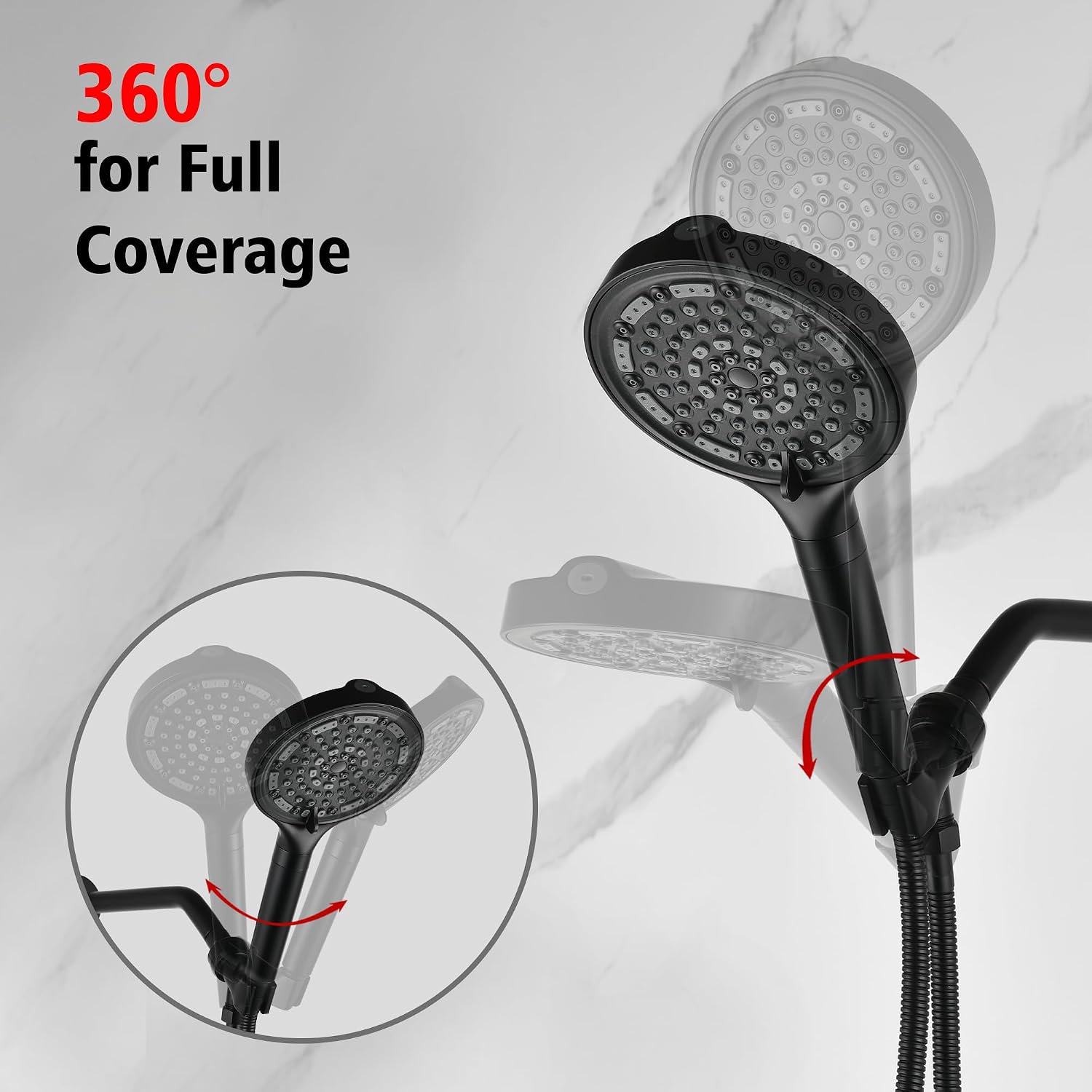 SUMERAIN Matte Black Shower System with Tub Spout, Modern Tub Shower Faucet with 6-Spray Filtered Handheld Shower Head