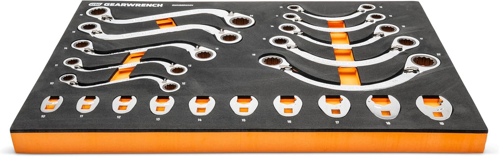 GEARWRENCH 20 Piece Specialty Ratcheting Metric Wrench Set in Foam Storage Tray - GWMSSRWMM