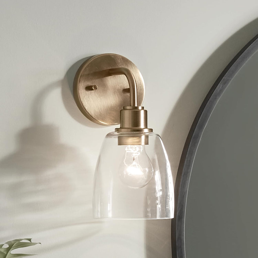 Kichler Meller 11.25 Inch Wall Light, 1 Light Exterior Wall Sconce in Champagne Bronze, (11.25' H x 5.5' W), 5100CPZ