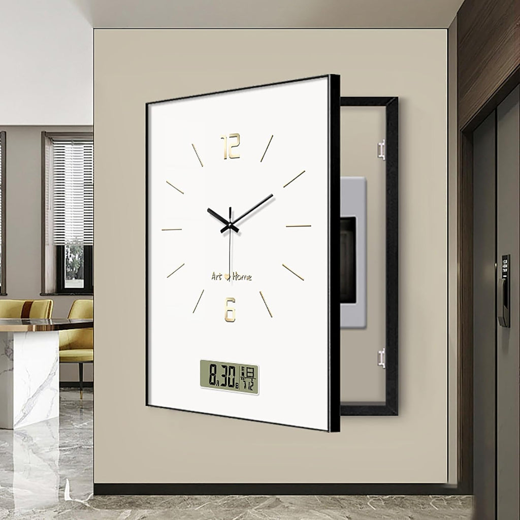 Circuit Breaker Box Cover, Electric Meter Decorative Painting with Clock, Hidden Electrical Panel Cover Decoration for Office, Home, Shopping Mall(Color 1,50 * 60cm/19.7 * 23.6in)