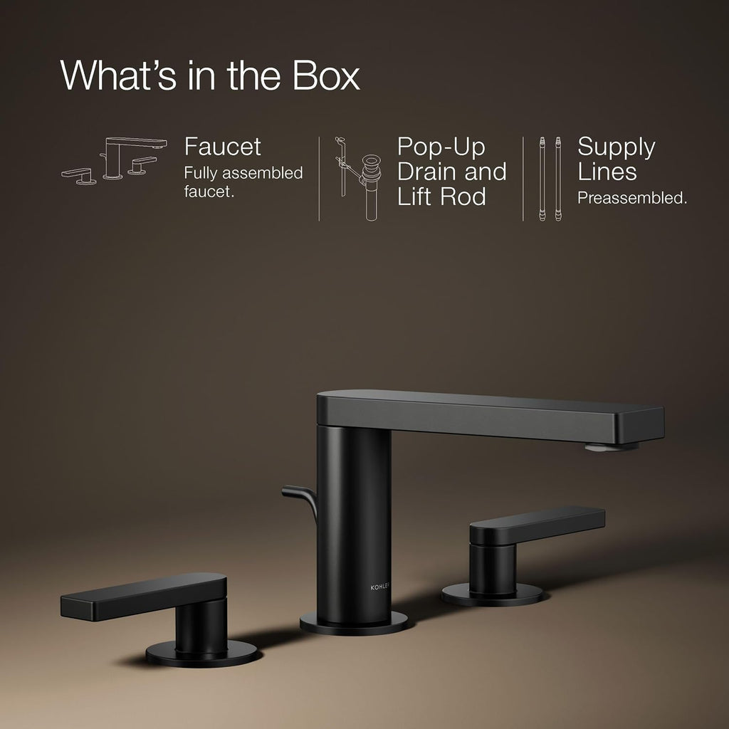 Kohler 73060-4-BL Composed® Widespread Bathroom Sink Faucet with Lever Handles, 1.2 gpm, Matte Black