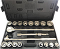 TONYNOL 3/4 Inch Drive Socket Wrench Sets,21-Piece,Metric Size(19-50mm),6-Point,CR-V Steel Sockets with Adapters and Ratchet Handle,Flex-head breaker bar