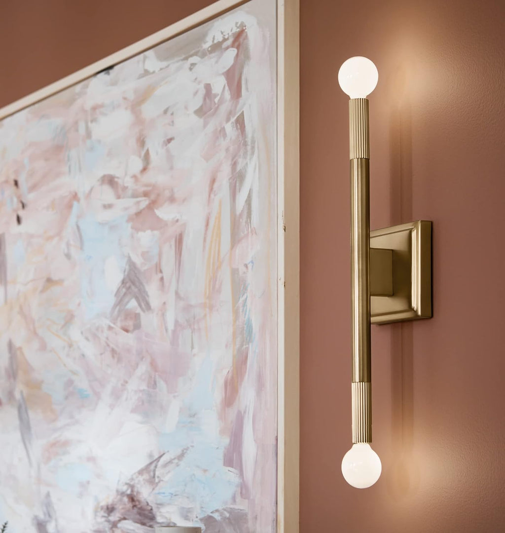 Kichler Odensa 2-Light Wall Vanity, Modern Light in Champagne Bronze, Mount Horizontally or Vertically, for Illuminating Art, TV, Mirrors, Bookshelves, Bed, Vanity, Bar, Hallways (17' x 5'), 52556CPZ