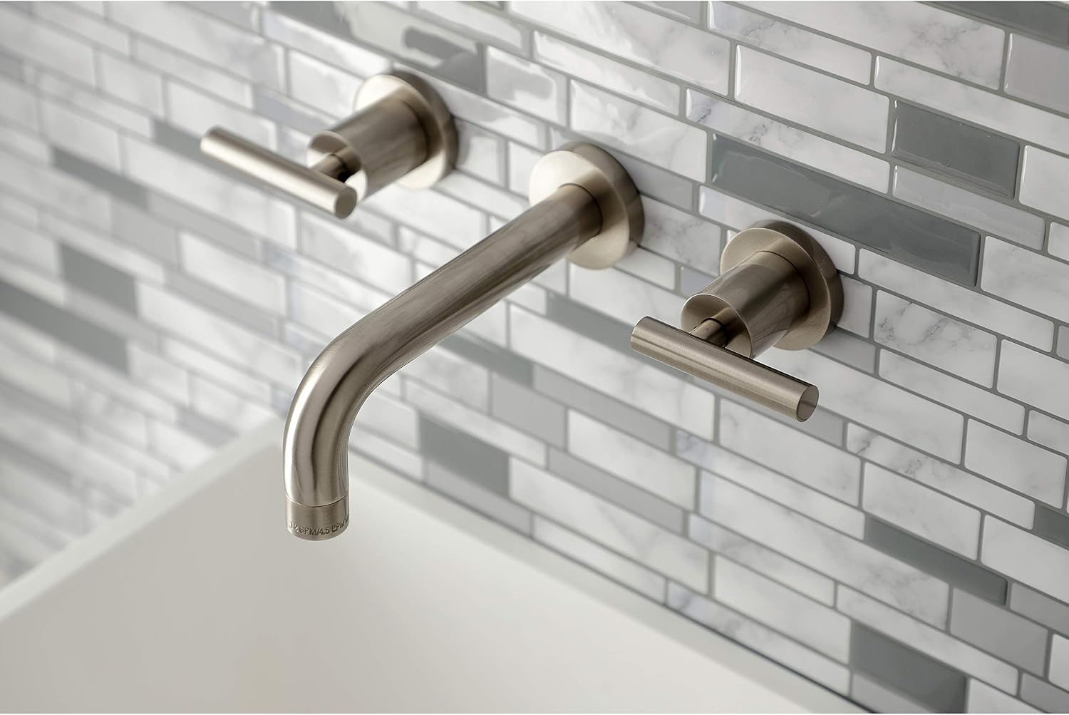 Kingston Brass KS8128CML Manhattan 2-Handle 8 in. Wall Mount Bathroom Faucet, Brushed Nickel