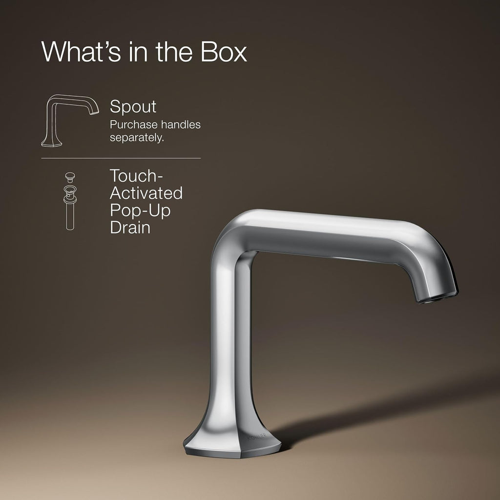 Kohler 27009-CP Occasion® Bathroom Sink Faucet spout with Straight Design, 1.2 gpm, Polished Chrome