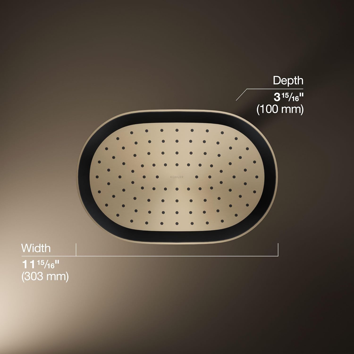 Kohler 26293-BV Statement® Oblong 12' single-function rainhead, 2.5 gpm, Vibrant Brushed Bronze