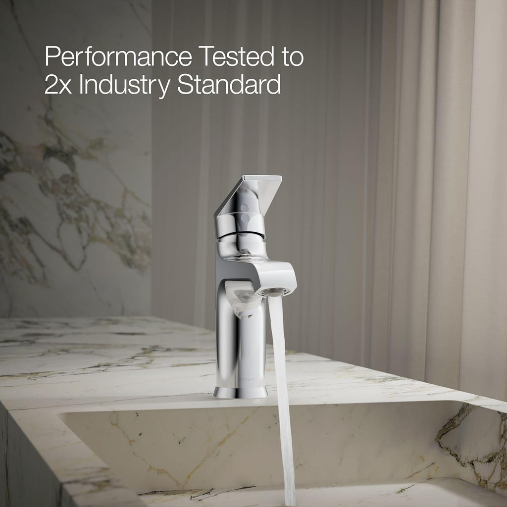 KOHLER K-37894-4-CP Hint® Centerset Bathroom Sink Faucet, Bathroom Faucets for Sink 3-Hole, 1.2 GPM, Polished Chrome
