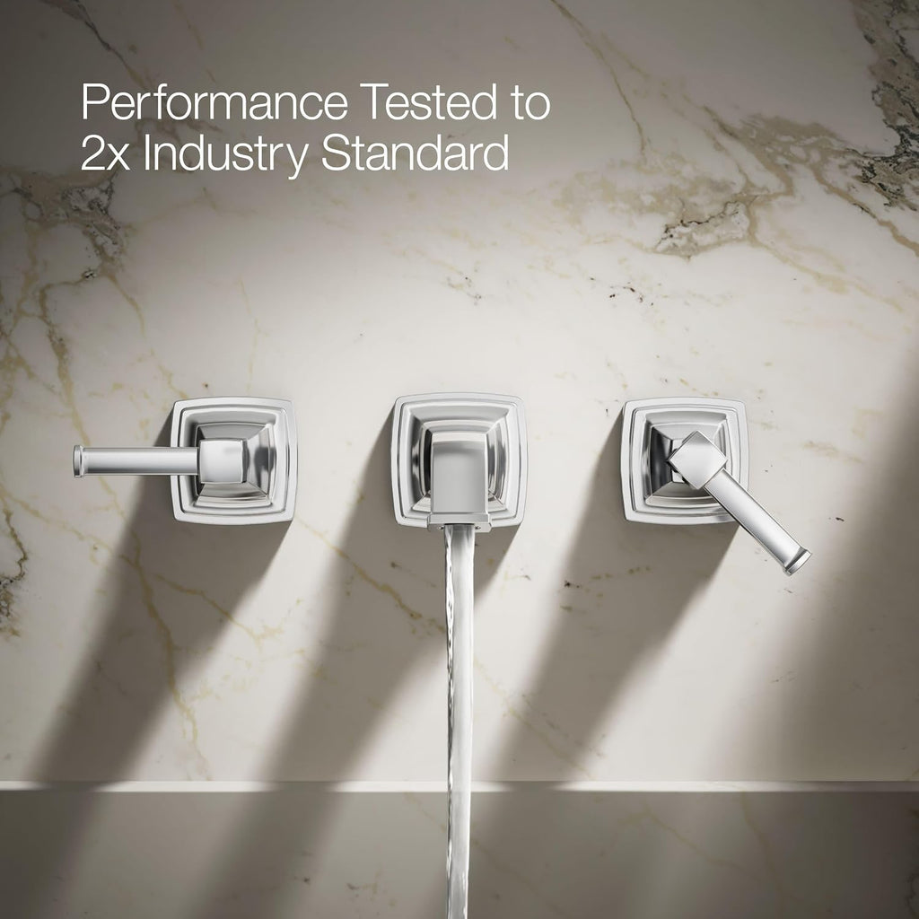 KOHLER T26432-4-CP RIFF Wall-Mount Bathroom Sink Faucet, Bathroom Faucet with Two Lever Handles, 1.2GPM Polished Chrome