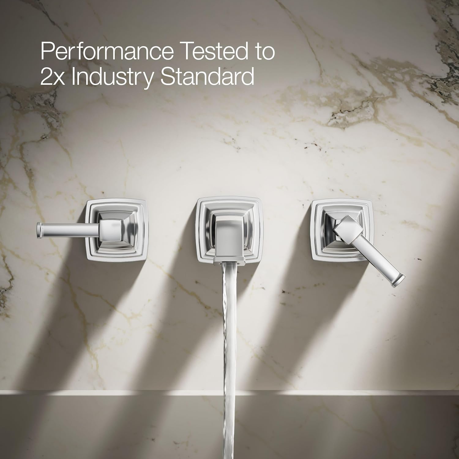 KOHLER T26432-4-CP RIFF Wall-Mount Bathroom Sink Faucet, Bathroom Faucet with Two Lever Handles, 1.2GPM Polished Chrome