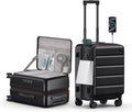 Expandable 20Inch Carry On Luggage Airline Approved - Top Opening Hardside Travel Suitcase Unbreakable -with Cup Holder,USB Charge,Side Pothook, 360°Spinner Wheels, TSA Lock-Black