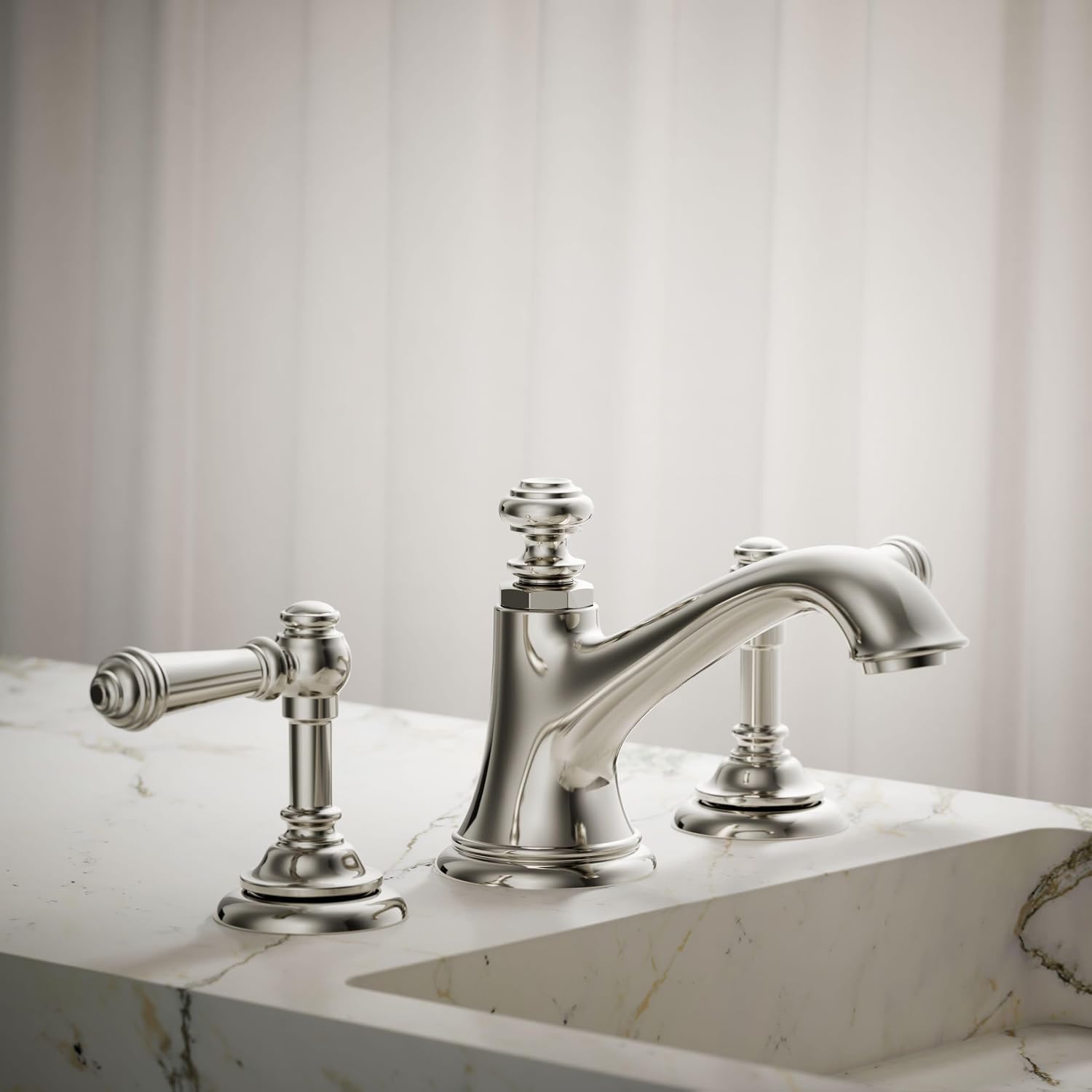 Kohler K-98068-4-SN Artifacts Bathroom Sink Lever Handles, Less Spout, Vibrant Polished Nickel, One Size