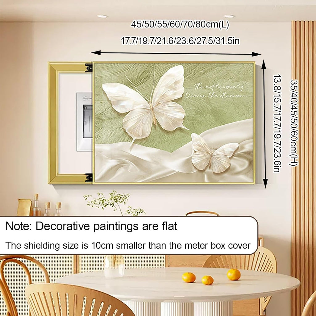 Meter Decorative Painting, Creative Switch Box, Hide Breaker Box Cover, PS Frame for Living Room Home Office, Various Styles Available(Green 3,70 * 50cm/27.5 * 19.7in)