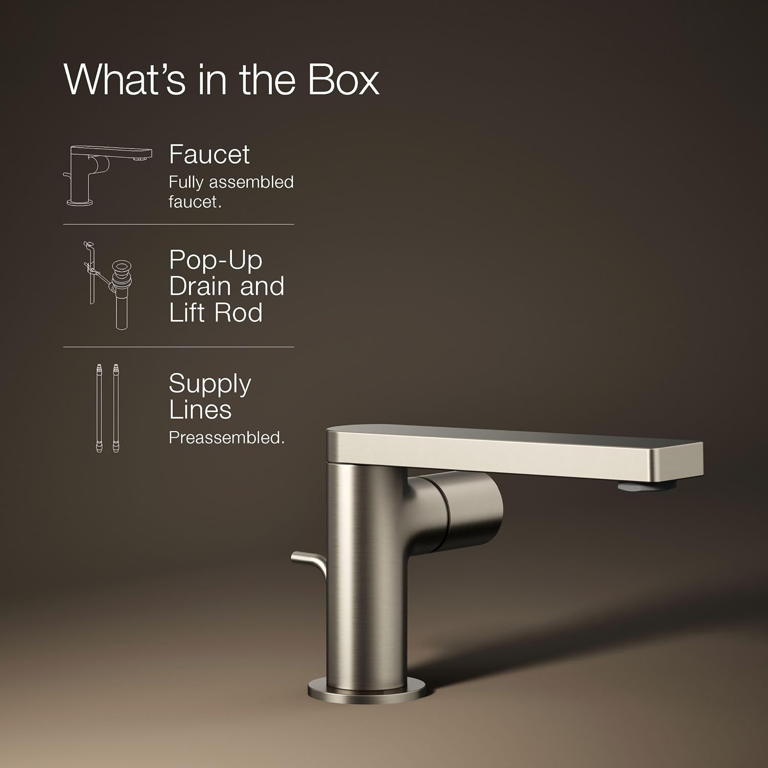Kohler 73050-7-BN Composed® Single-Handle Bathroom Sink Faucet with Cylindrical Handle, 1.2 gpm, Vibrant Brushed Nickel