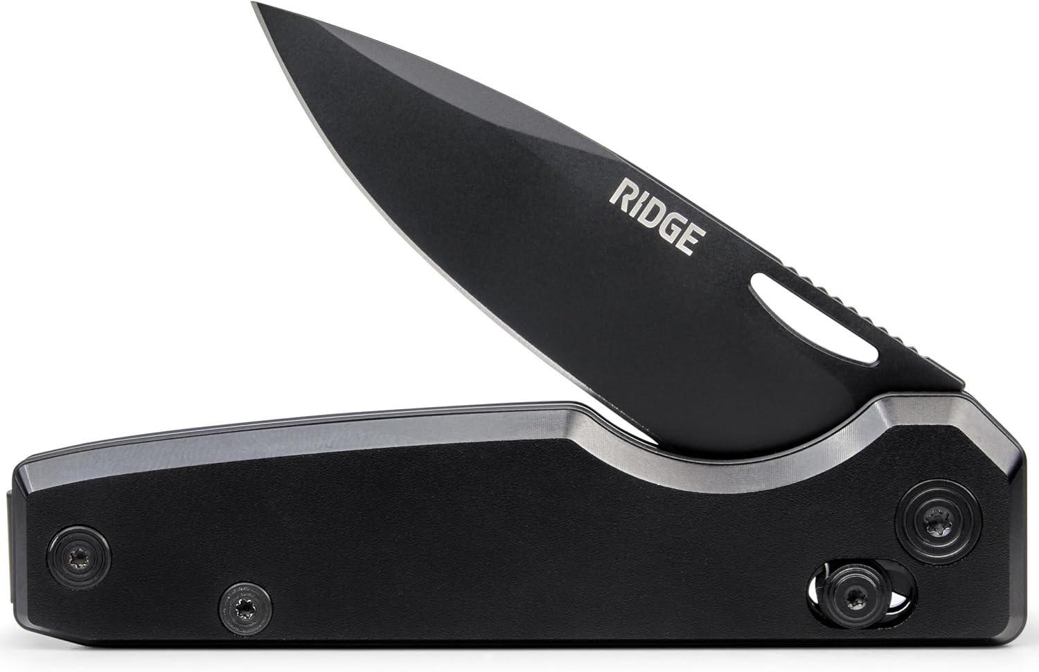 Ridge Everyday Folder Knife - Premium EDC Pocket Knife, Sandvik 14C28N Steel Drop Point Blade with Black DLC Finish, Ceramic Bearings, Deep Carry Clip & Multipurpose Design (Royal Black)