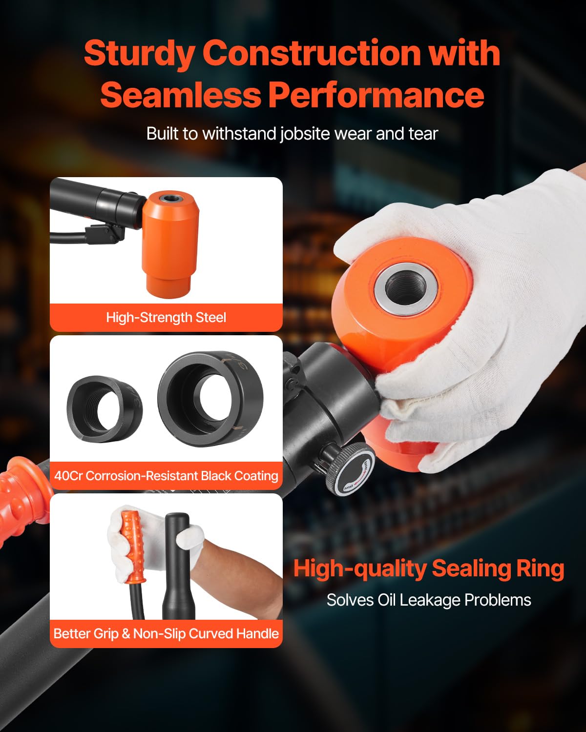 VEVOR Knockout Punch Set, 15 Ton Hydraulic Knockout Set, 1/2' to 4' KO Tool Kit Hole Making Tool, KO Tools Kit W/10 Dies for Metal Electrical Cabinets, Electrical Control Cabinets, Switch Cabinets