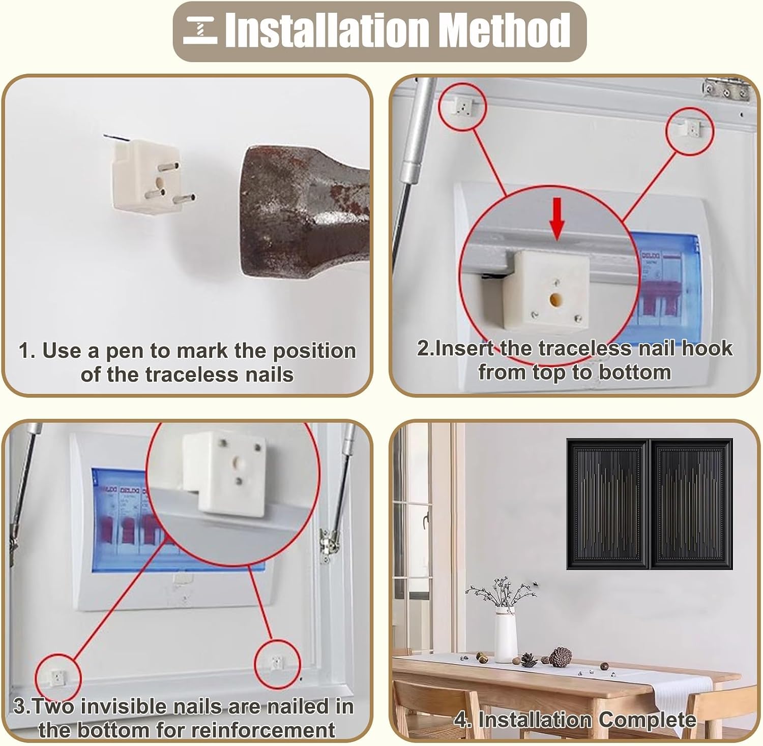 Double Doors Electrical Panel Cover for Decorative Wall, Hide Fuse Box Plate for Consumer Unit Box/Junction Box, Plastic Breaker Box Covers(Deep Coffee,70x50cm(27 1/2x19 3/4in))