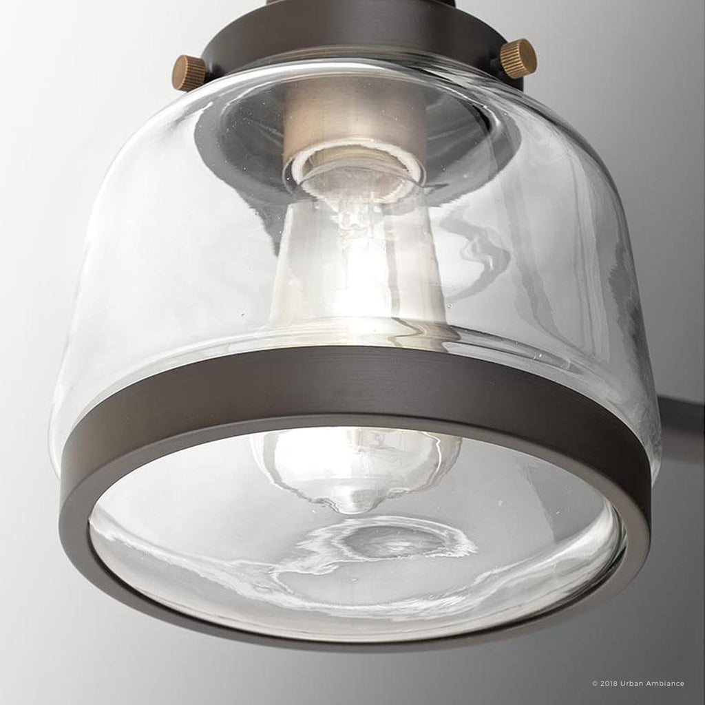 Urban Ambiance Luxury Industrial Chic Chandelier, Large Size: 19.25' H x 26' W, with Art Deco Style Elements, Olde Bronze Finish and Clear Shade, UHP2531, Nottingham Collection