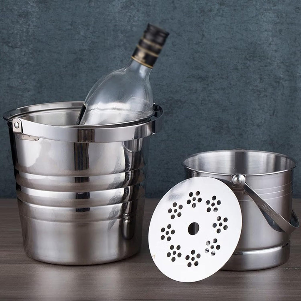 ice Bucket,Bucket with lid, Ice Buckets for Parties Insulated Stainless Steel with Portable and Comfortable Handle, Ideal for Cocktail Bar, Parties, Chilling Wine, Champagne Keeps Ice Col