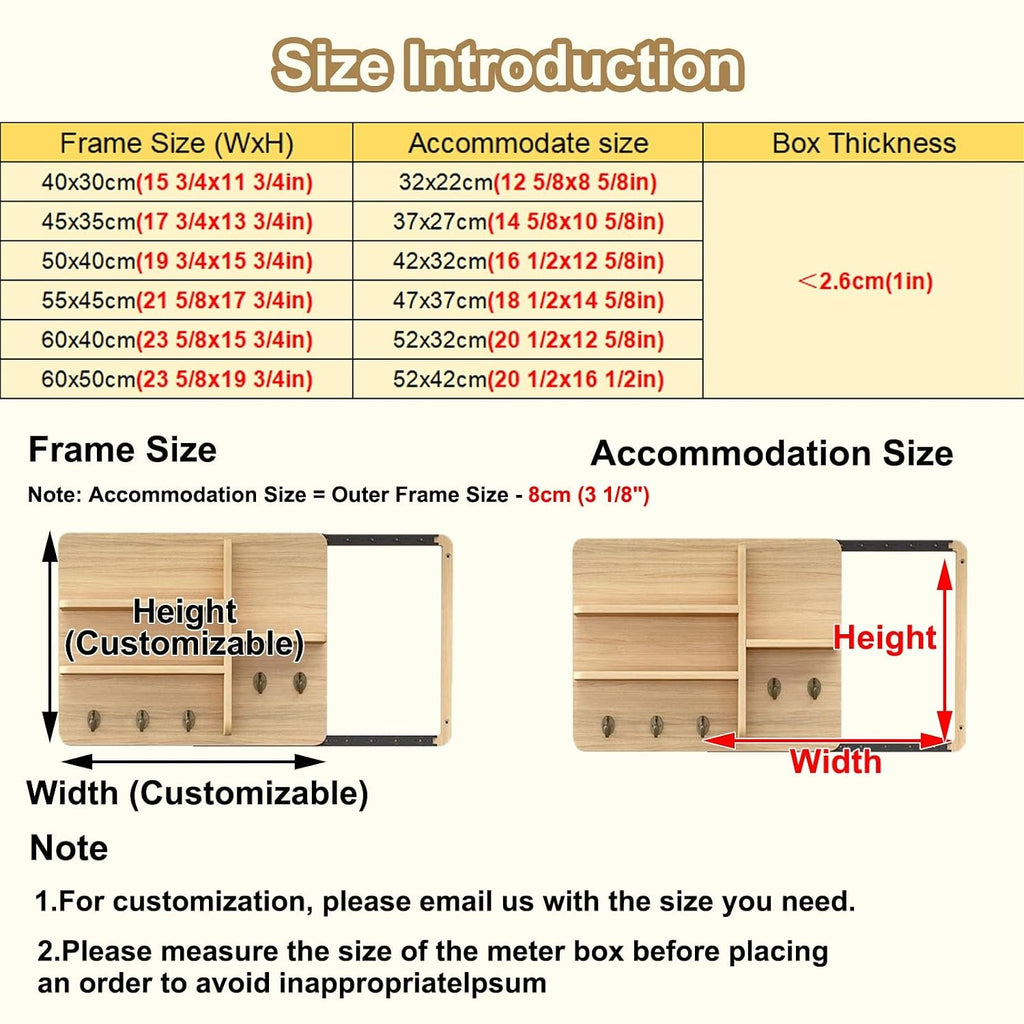 Wall Mounted Circuit Breaker Box Cover, Decorative Electrical Panel Cover for Wall, Stylish Fuse Box Hide Meter, Deep Coffee Finish, 50x70cm (19.7x27.5in)
