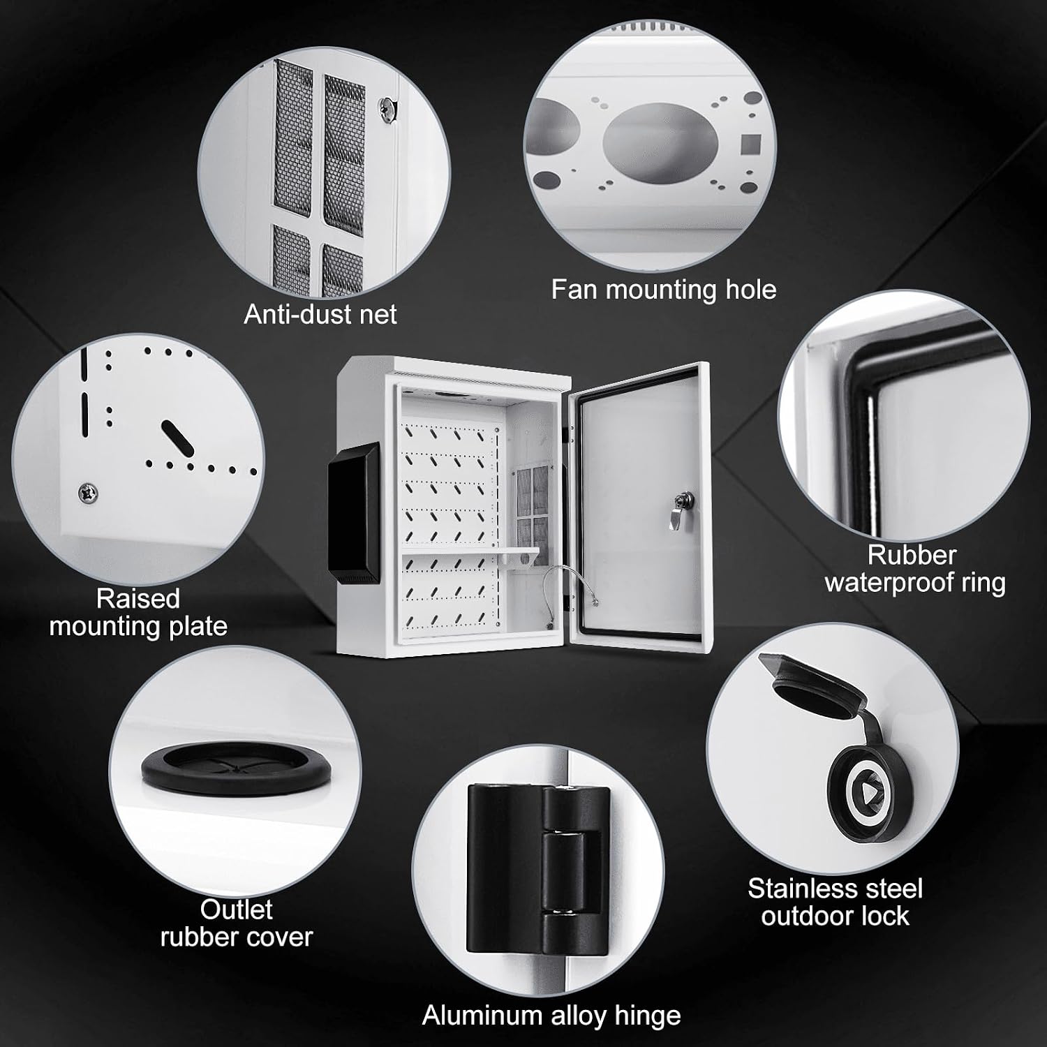 Outdoor Electrical Box, Cold-Rolled Steel Plate, Aluminum Alloy Back Beam, One-Piece Ventilation Design, IP65 Waterproof, Wall/Pole Mounted (15.7' x 11.8' x 5.9')