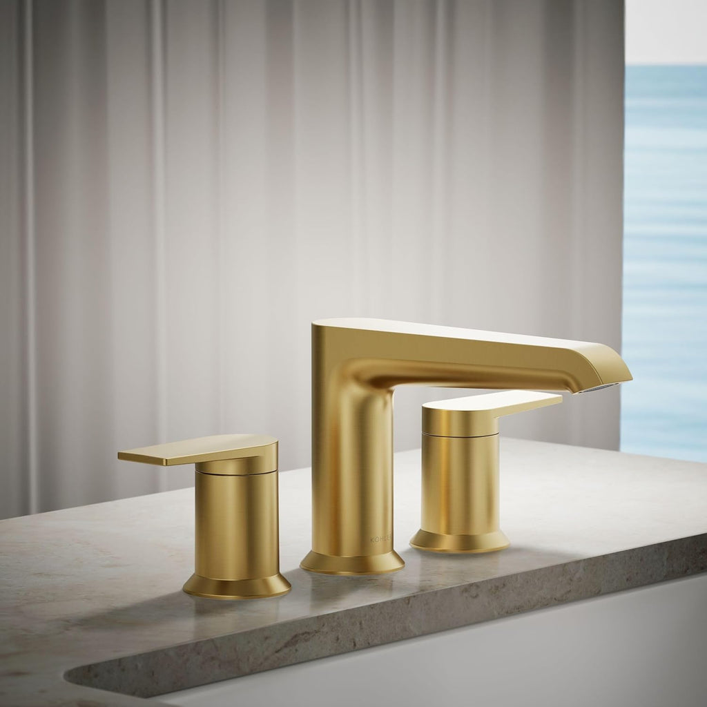 KOHLER K-T25740-4-2MB Hint Two-Handle Deck-Mount Bath Faucet Trim, 10.0 GPM, Minimalist Design, Corrosion Resistant, Vibrant Brushed Moderne Brass