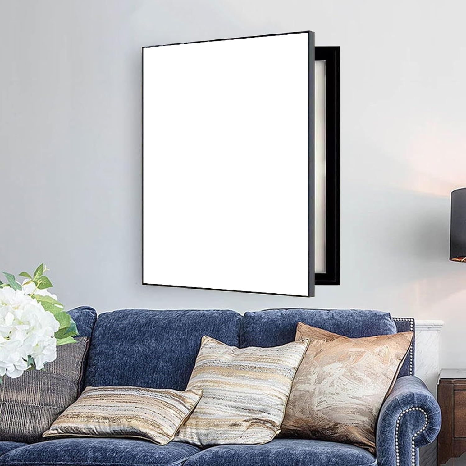 Electrical Panel Cover Wall Hanging to Cover Electrical Panel, Indoor Fuse Box Cover Decorative Wall, White Circuit Breaker Box Cover, Household Distribution Cover(WXL-45 x 55CM-17.7 x 21.7)
