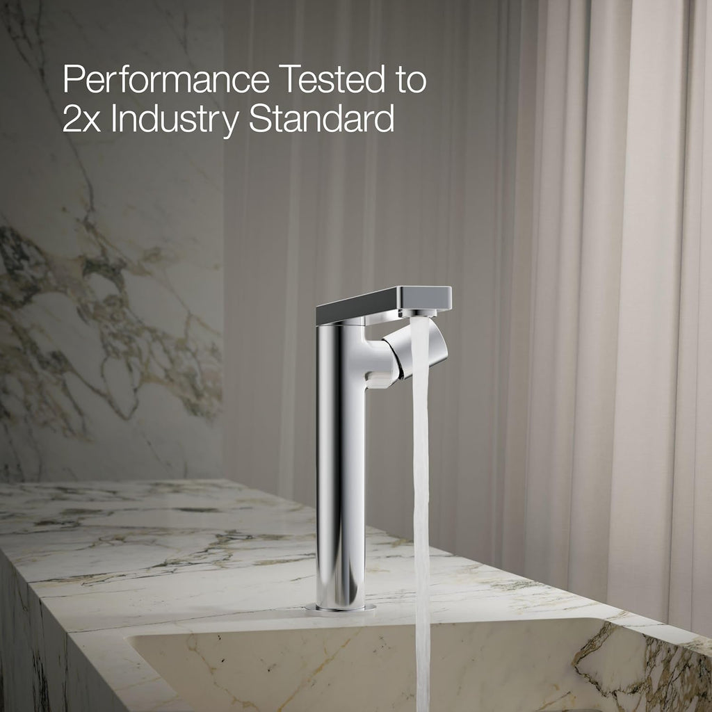 Kohler 73159-7-CP Composed® Tall single-handle bathroom sink faucet with Cylindrical handle, 1.2 gpm, Polished Chrome