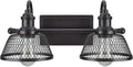 Aspen Creative 62094, Two-Light Metal Bathroom Vanity Wall Light Fixture, 17' Wide, Transitional Design in Bronze with Metal Mesh Shade