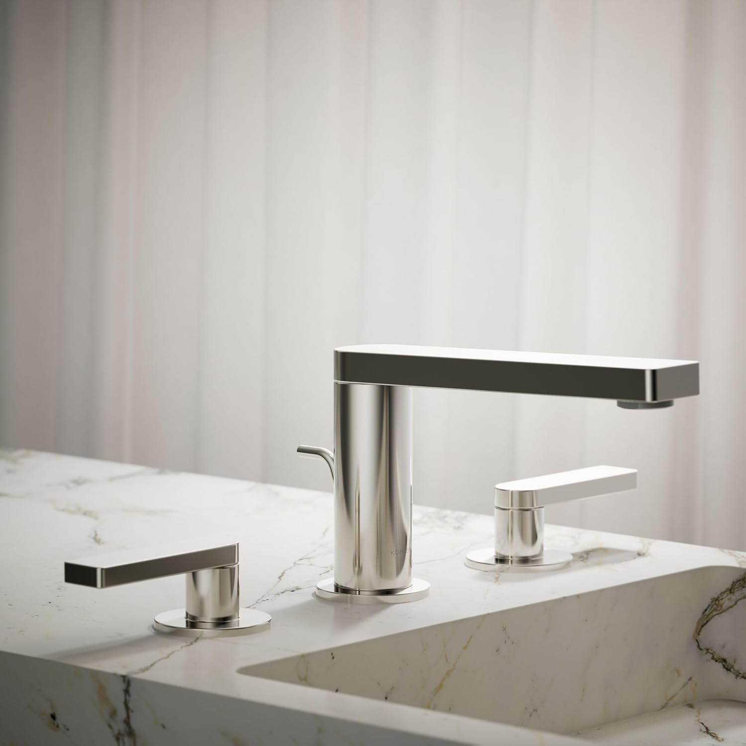 Kohler 73060-4-SN Composed® Widespread Bathroom Sink Faucet with Lever Handles, 1.2 gpm, Vibrant Polished Nickel