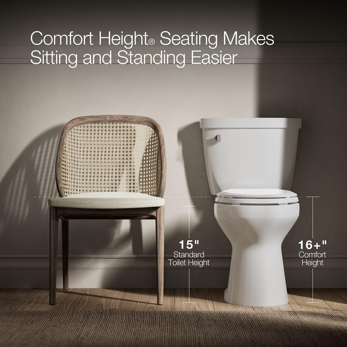 KOHLER Memoirs® Stately Two-piece elongated toilet, 1.28 gpf, Ice Grey
