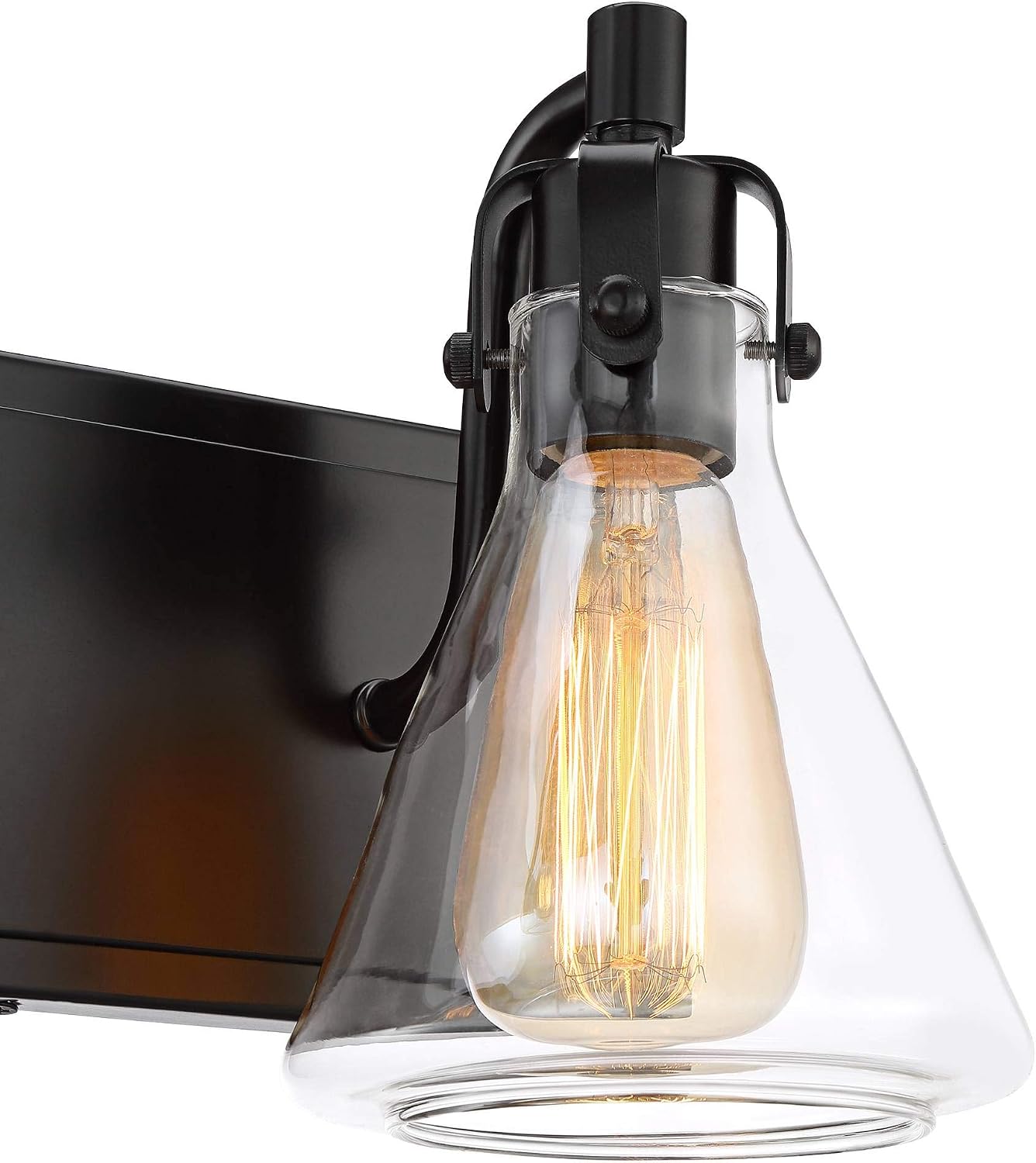 Possini Euro Design Cindy Farmhouse Industrial Rustic Wall Light Bronze Brown Metal Hardwired 24' Wide 3-Light Fixture Mounted Clear Glass Shade Bathroom Vanity Mirror House Home Hallway Room Decor