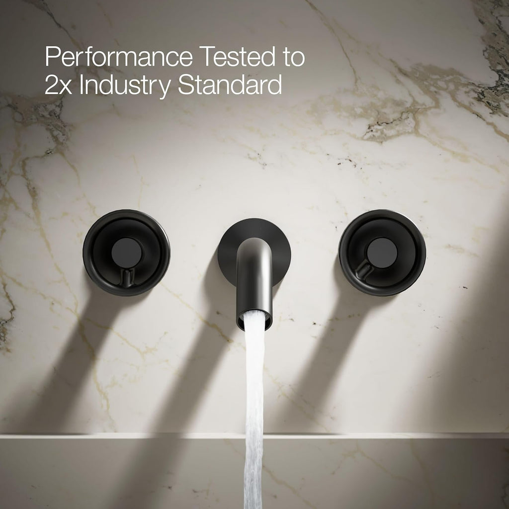 KOHLER Components Wall-Mount Bathroom Sink Faucet Trim with Industrial Handles