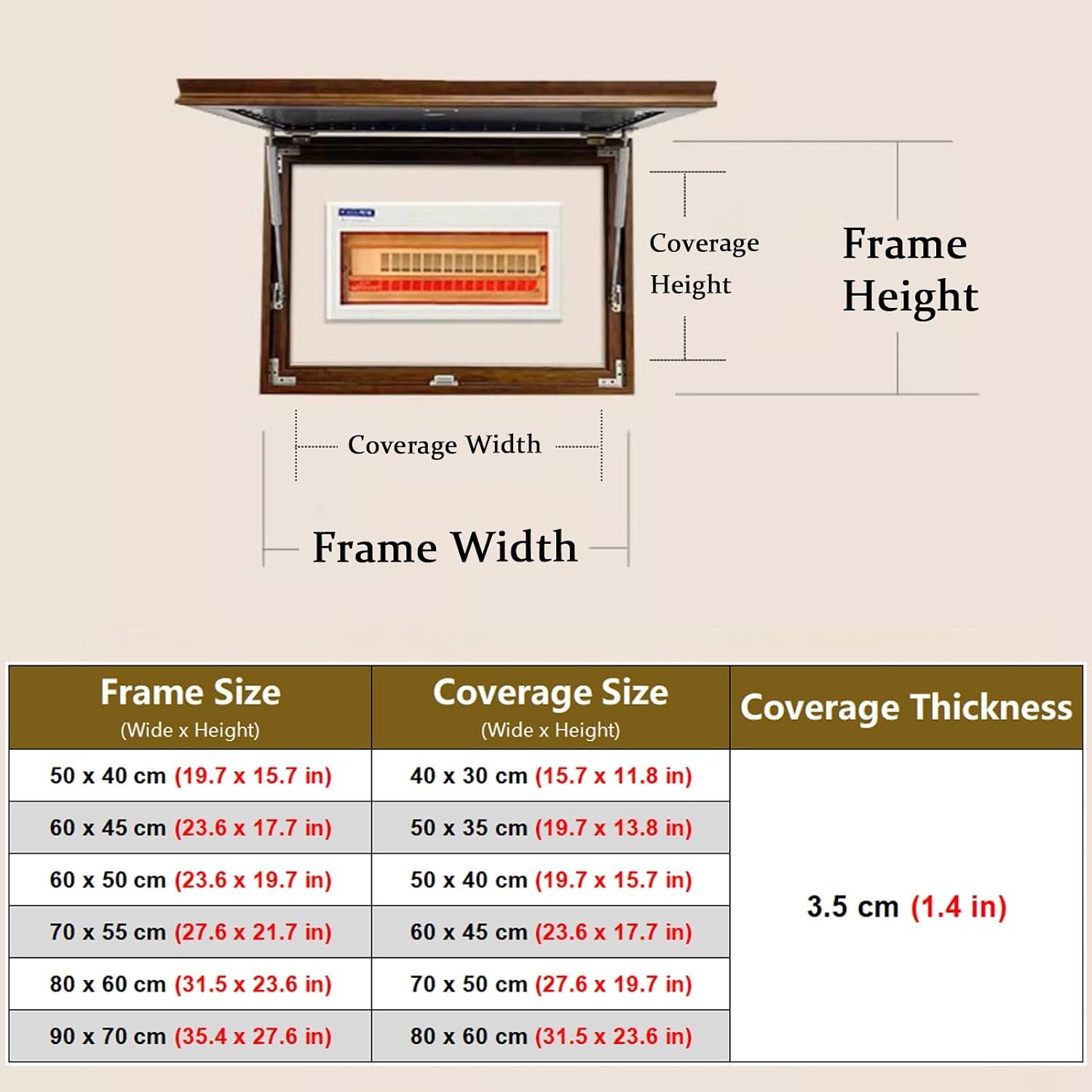 Distribution Box Decorative Painting, Flip-up Hydraulic Rod Fuse Box Cover Cabinet, Electric Meter Protective Lid for Living Room Restaurant(Deep Coffee,70 x 55 cm (27.6 x 21.7 in))