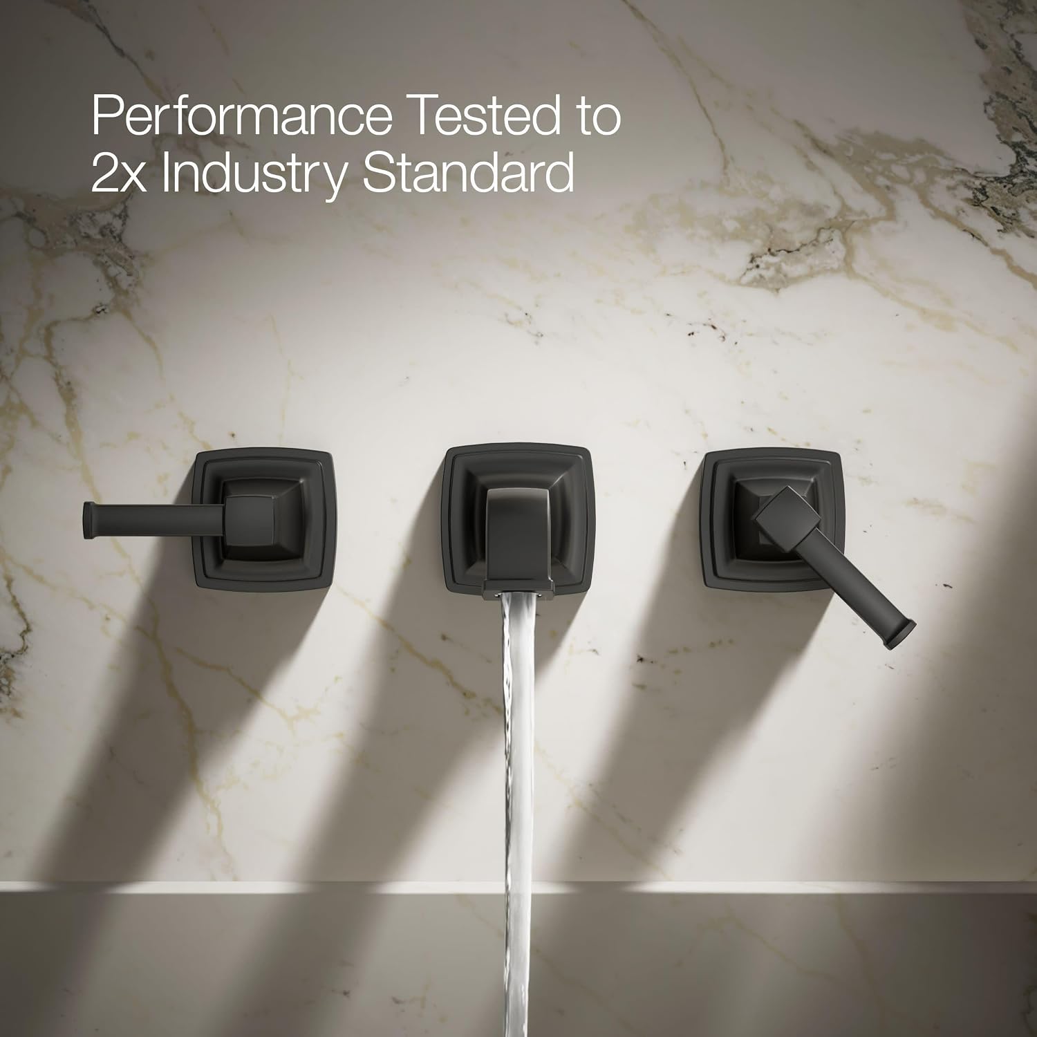 KOHLER T26432-4-BL RIFF Widespread wall-mount bathroom sink faucet trim, Matte Black