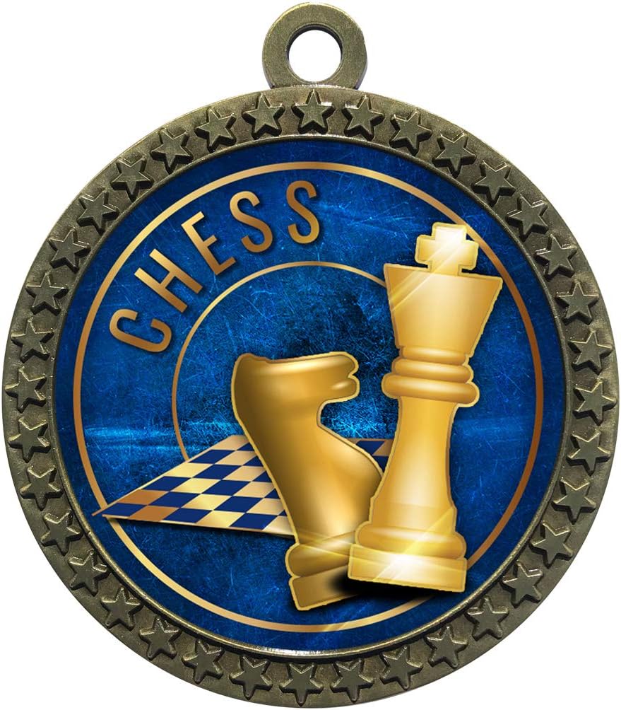 Express Medals Various Styles 1 to 50 Pack of Gold Chess Medals Trophy Award with Neck Ribbon Medal Trophies Gift Prize