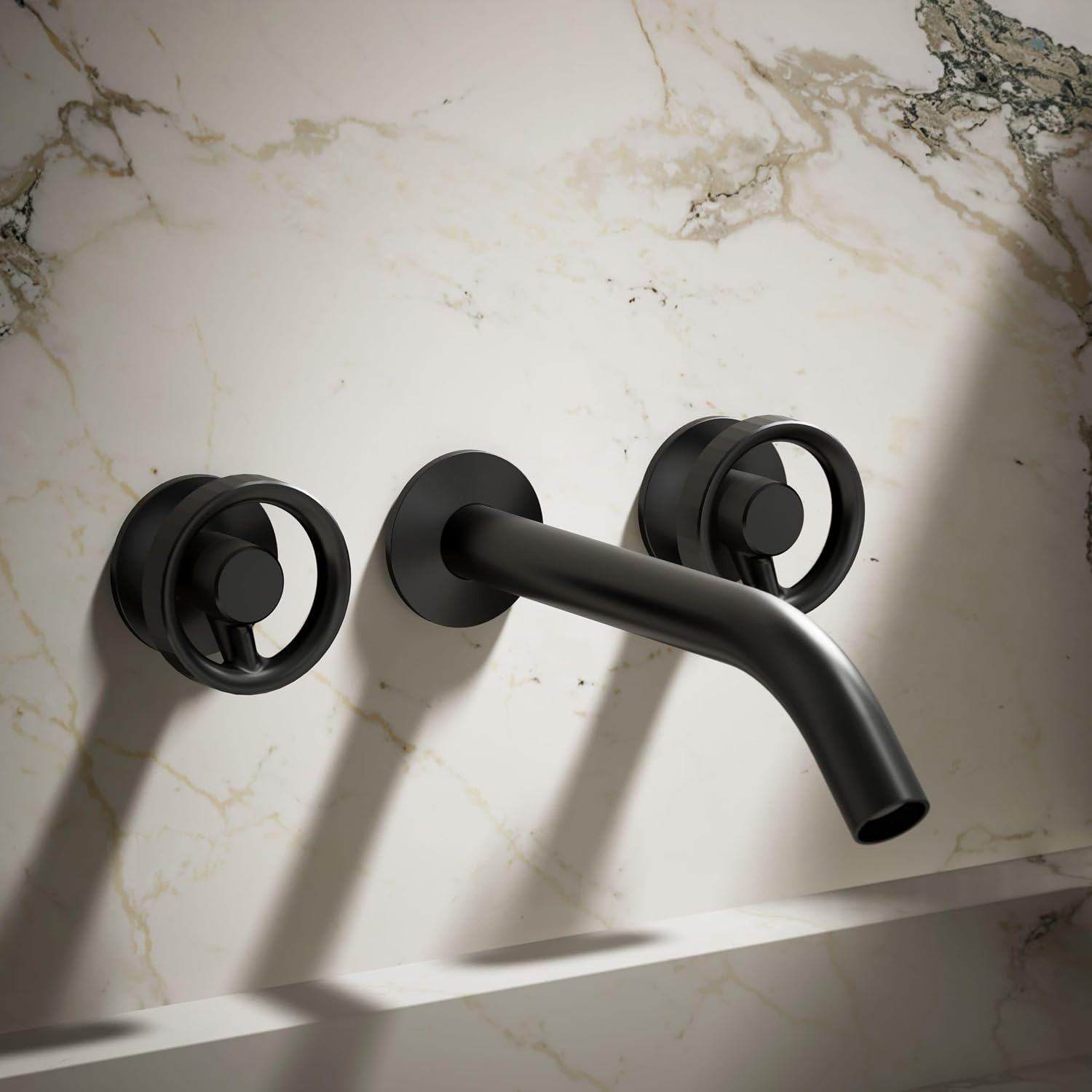 KOHLER Components Wall-Mount Bathroom Sink Faucet Trim with Industrial Handles