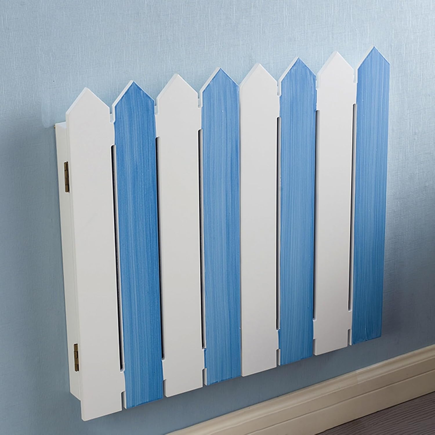Electrical Panel Cover Fuse Box/Meter Box Cover Fence Shape, Electrical Panel Cover Decorative Wall, Traceless Nails Wall Mounted Breaker Box Cover, for Office/Home(Blue,50.3x45CM-19.8x17.7)