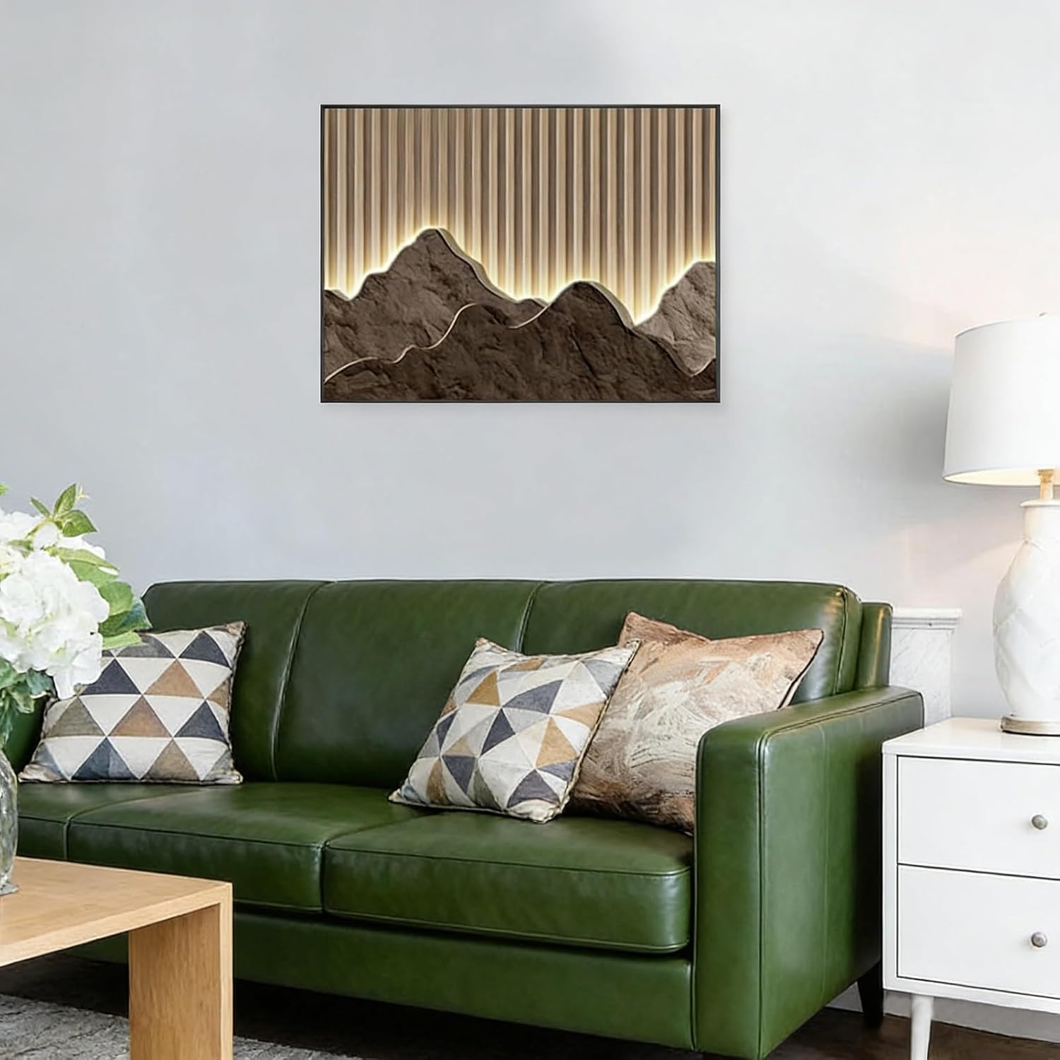Wall Mounted Electrical Panel Cover, Breaker Box Cover Decorative, Hide Paintings Wall Art with Frame, Crystal Porcelain for Living Room and Office(Brown 1,60 * 50cm/23.6 * 19.7in)
