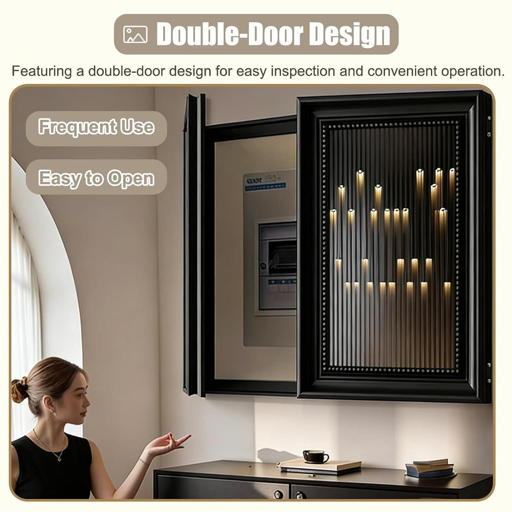 Outdoor Fuse Box Cover - Detive Breaker Box Art in Stone Texture, Light Grey, 30x40cm (11.75'x15.75') - Durable Indoor/Outdoor Electric Meter Panel Replacement