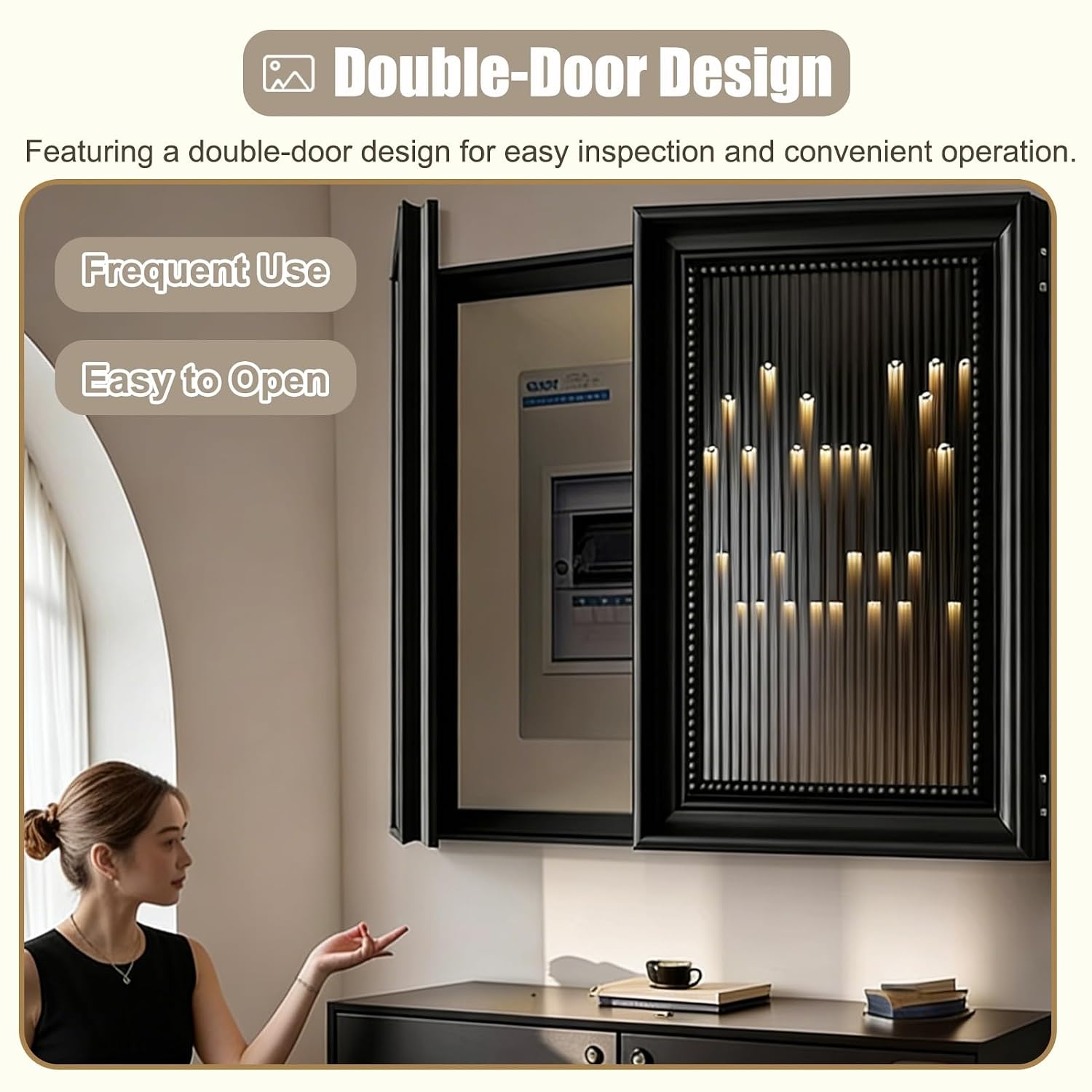 Outdoor Electric Breaker Box Cover - Stone Texture Fuse Panel Plate for Wall & Kitchen - Weather-Resistant Replacement for Indoor/Outdoor Use (60x80cm)
